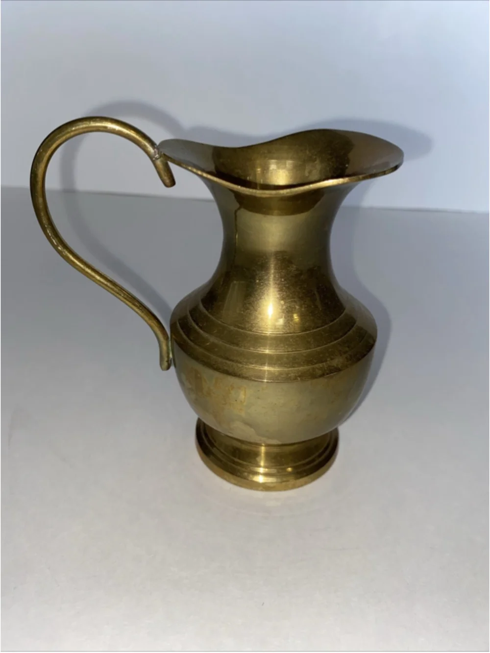 Vintage Heavy Brass Pitcher with Handle Made in India 4.5